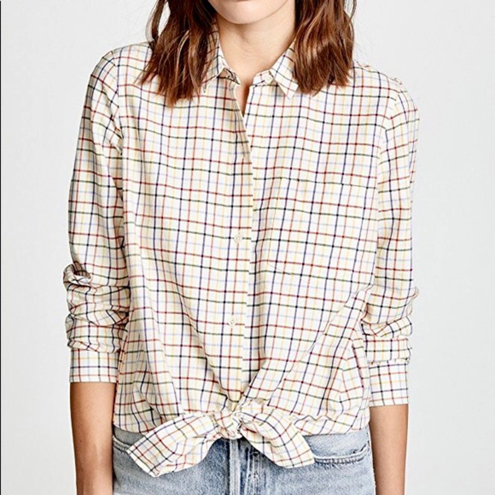 madewell rainbow plaid shirt/flannel